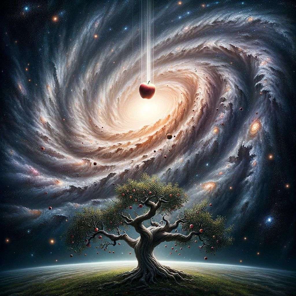 the discovery of gravity, digital art, infinity
